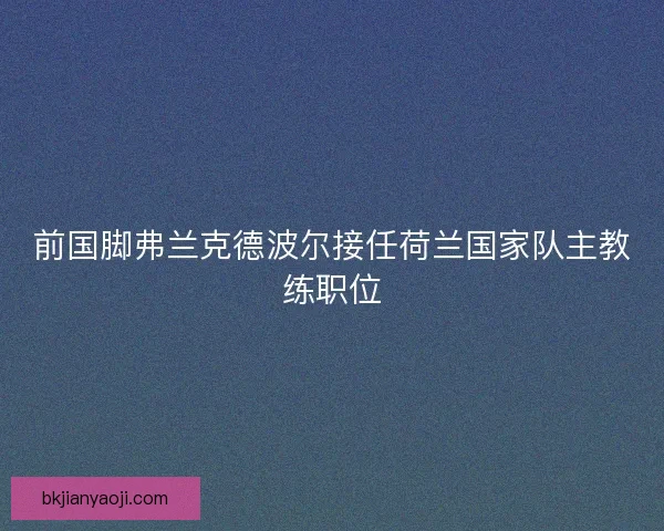 前国脚弗兰克德波尔接任荷兰国家队主教练职位