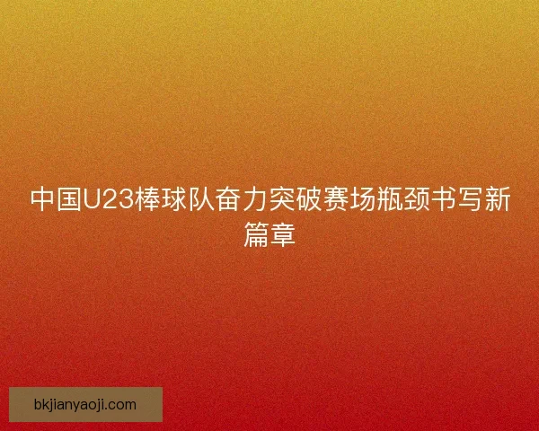 中国U23棒球队奋力突破赛场瓶颈书写新篇章